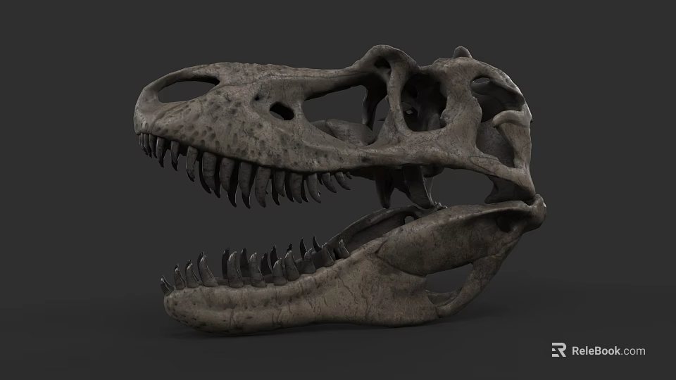 Reptile Fossil Skull With Sharp Teeth And Prehistoric Anatomical Structure 3d model