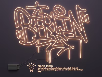 Neon Lamp Combination in Graffiti Style Berlin Word Design for Modern Office Gallery Wall Decoration 3d model