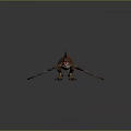 Fantasy Dragon Character With Red Horns Yellow Red Wings And Open Mouth