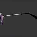 Fashionable Silver Frame Sunglasses With Purple Lenses And Black Temple Design