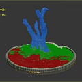 Natural Wooden Stump Ornament With Stone Pebbles And Green Grass On Circular Base