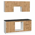 Wooden Kitchen Cabinets Featuring Upper Lower Units And Black Countertop