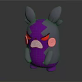 Game And Movie Character Purple Gray Plush With Red Eyes Pink Cheeks And Angry Expression