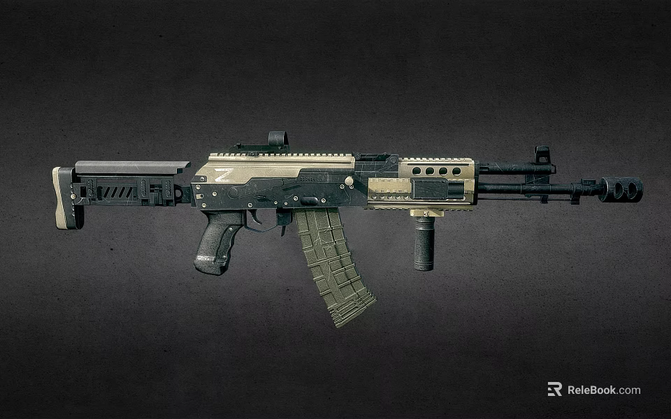 Tactical Military Style Rifle With Black Tan Finish Detachable Magazine Tactical Rail And Grip 3d model 