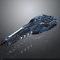 Blue Sci-Fi Spaceship With Complex Structure And Luminous Details For Space Exploration 3d model