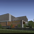 Modern Multi Story Hotel Building Exterior With Glass Facade And Landscaped Gardens