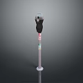 Black And Silver Parking Meter With Metal Pole And Digital