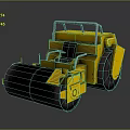 Yellow Road Roller Construction Machinery With Black Drum And Seating 3d model