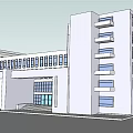 Modern Multi Story Building With White Exterior And Large Windows Design 3d model