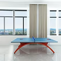 Modern Conference Room Interior With Long Wooden Table Gray Chairs And Blue Projection Screen