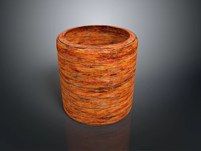 Orange Textured Woven Cylindrical Container For Home Decor And Storage 3d model