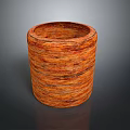 Orange Textured Woven Cylindrical Container For Home Decor And Storage