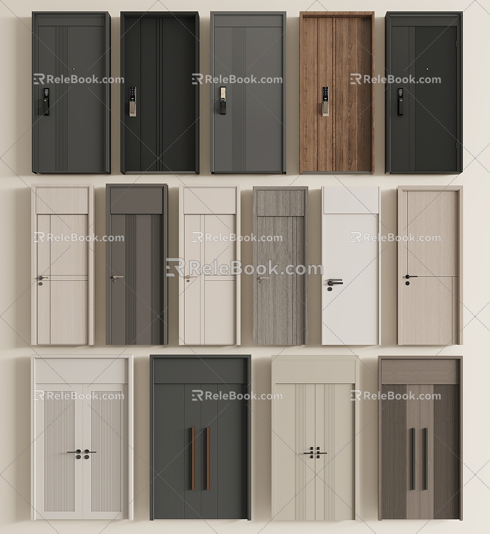 Single door swing door security door double door 3d model