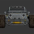 Yellow And Silver Off Road Car With Large Tires Open Design And Front Seats