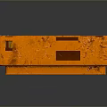 Orange Bordered Brown Wooden Box With Reflective Surface On Dark Background