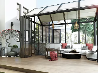 Modern sun room sun room garden 3d model