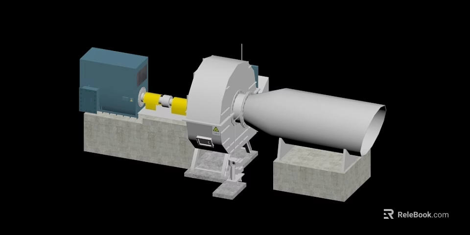 Heavy Duty Industrial Equipment With Electric Motor Rotary Drum Conical End And Base Support 3d model 