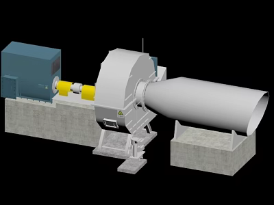 Heavy Duty Industrial Equipment With Electric Motor Rotary Drum Conical End And Base Support 3d model