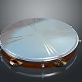 Circular Silver Cymbal Percussion Instrument With Metal Rings And Brass Border