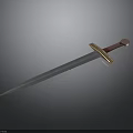Traditional Decorative Sword With Blue Metal Blade Red Hilt And Golden Ornament