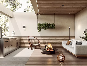Modern Balcony Villa Terrace 3d model