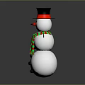 Snowman Figure With Black Top Hat Red Nose Green Red Scarf And Stick Arms