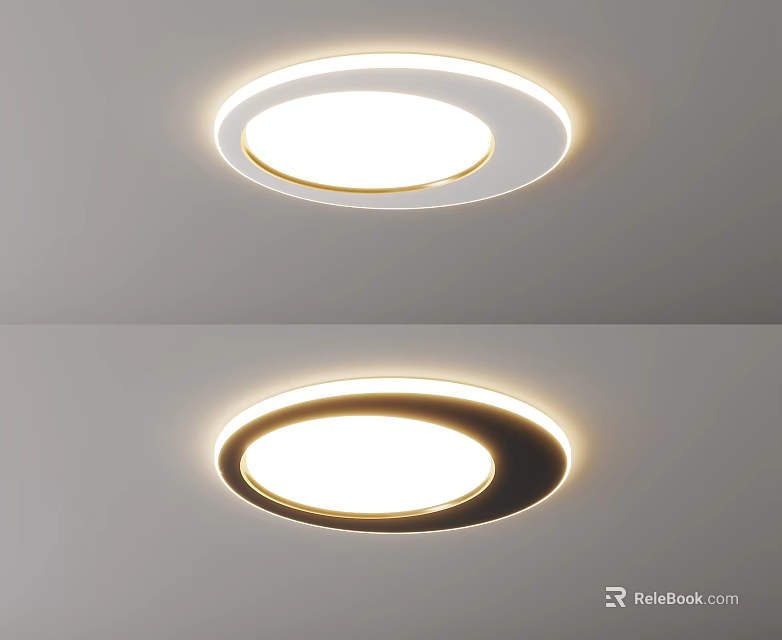 Modern Round LED Ceiling Light With Soft Glow And Sleek Frame Design 3d model 