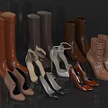 Fashionable Women's Shoes Collection Featuring Boots High Heels And Various Styles Colors