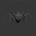 Realistic Metallic Ant Sculpture Detailed 3D Model With Shiny Surface On Dark Background