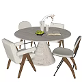 Dining table and chair combination round dining table dining chair 3d model