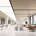 Modern Service Hall With Open Layout Comfortable Seats Large Windows And Natural Light 3d model