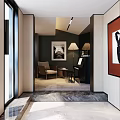 Modern Piano Room With Piano Artwork And Seating