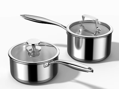 Stainless Steel Cookware With Lids Modern Design 3d model