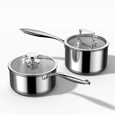 Stainless Steel Cookware With Lids Modern Design 3d model Stainless Steel Cookware With Lids Modern Design 3d model