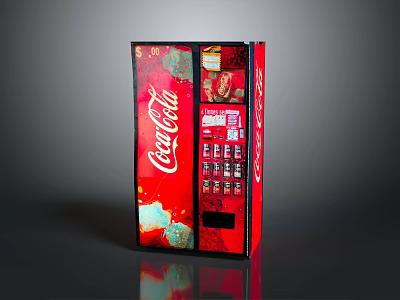 Red Coca Cola Vending Machine With Beverage Selection And Digital 3d model
