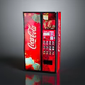 Red Coca Cola Vending Machine With Beverage Selection And Digital