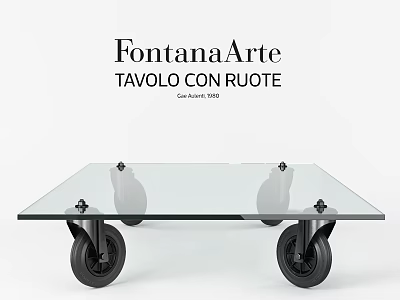 FontanaArte Wheeled Table With Glass Top By Carlo Azucena 1950 3d model