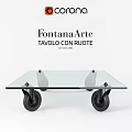 FontanaArte Wheeled Table With Glass Top By Carlo Azucena 1950