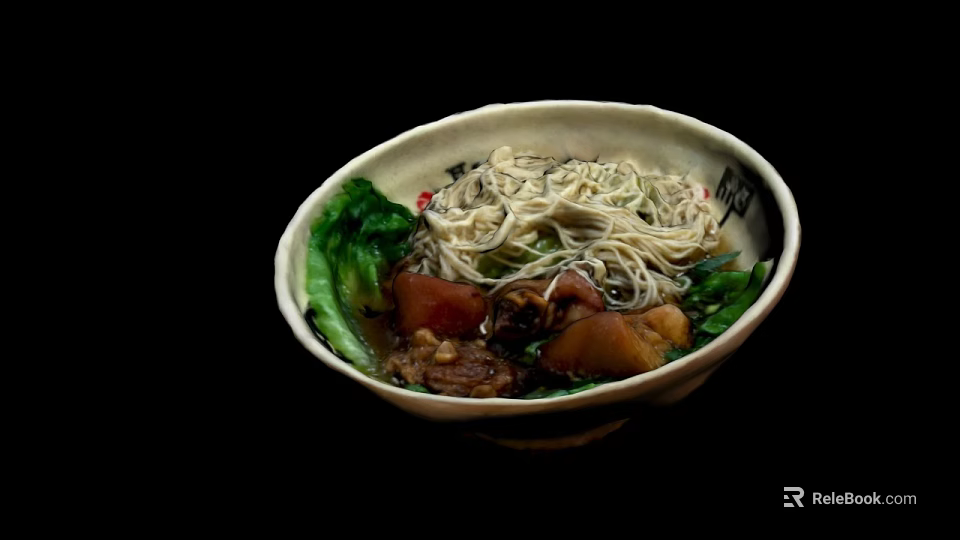 Restaurant Kitchen Homemade Noodles With Fresh Vegetables And Tender Meat Chunks 3d model 