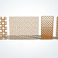 Decorative Perforated Screen Wall with Various Geometric Patterns in Brown for Modern Exterior 3d model