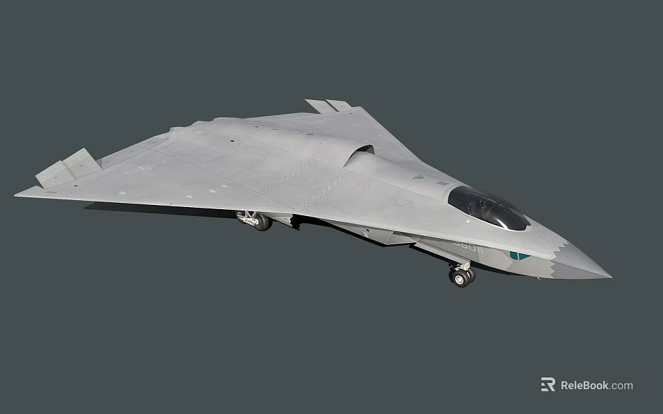 Gray Stealth Fighter Jet With Sleek Design Cockpit And Landing Gear 3d model 