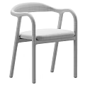 Modern Single Chair With Wooden Frame Curved Armrests And Light Padded Seat