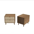 Modern Wooden Bedside Tables With Rattan Drawer And Natural Wood Design