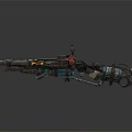 Steampunk Mechanical Gun With Colorful Components Gears And Metal Pipes Design