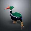 Bird With Green Feathers Orange Beak White Neck Black Body Standing On Dark Background