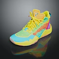 Vibrant High Top Basketball Shoes With Colorful Mesh Upper And Multicolor Design Details
