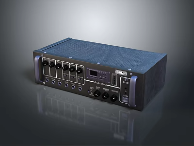 Black Headphone Speaker With Multiple Ports Knobs Display Screen And Mesh Texture 3d model
