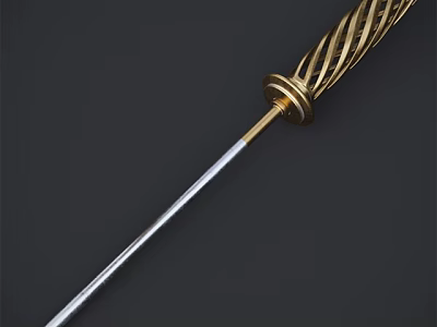 Elegant Sword With Golden Spiral Patterned Handle And Sharp Blade 3d model