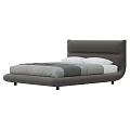 Modern Gray Upholstered Double Bed With Curved Headboard And White Pillows 3d model