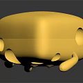 Cute Yellow Cheese Shaped Doll With Smiling Face Melted Drips And Legs